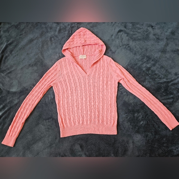 Sonoma Women's Pink Knit Pullover Sweater Size Medium Hoodie Long Sleeve - Picture 6 of 10